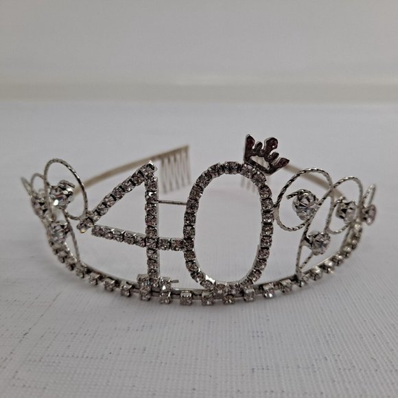Unbranded Accessories - 40th Birthday Tiara Silver Pink Bling Party forty